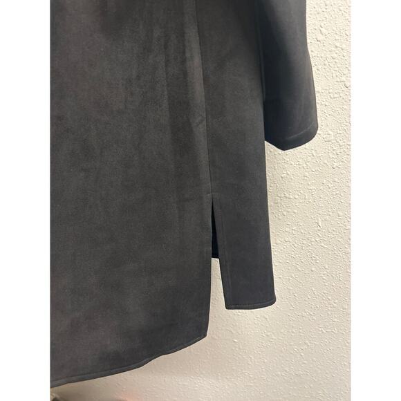 NWT Ace Ivy Women’s Snap Up Black Faux Suede Trench Coat Jacket size XL $158 - Picture 10 of 11